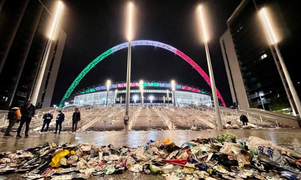 A bitter end: rubbish piled up outside Wembley.