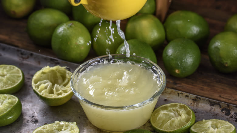 Dish of fresh lime juice