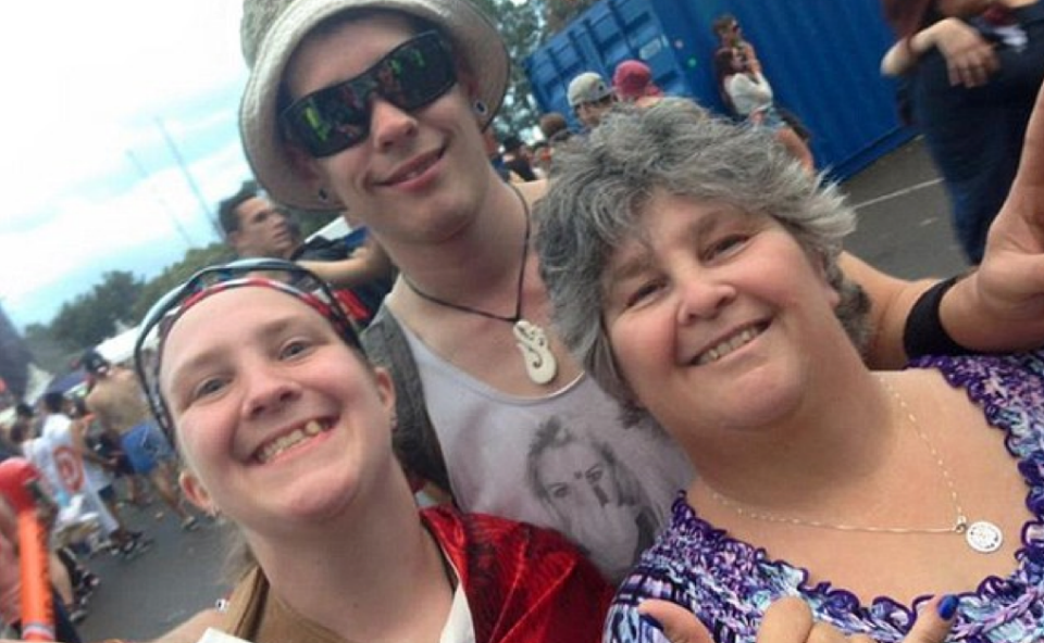 Lynne and her family enjoying the music festival.