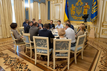 President of Ukraine Volodymyr Zelenskiy attends a meeting with lawmakers in Kiev, Ukraine May 21, 2019. Ukrainian Presidential Press Service/Handout via REUTERS