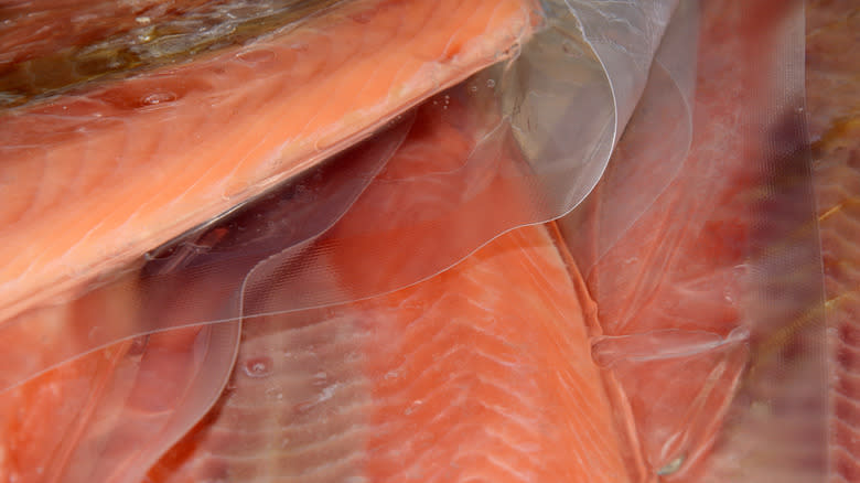 vacuum-sealed frozen salmon