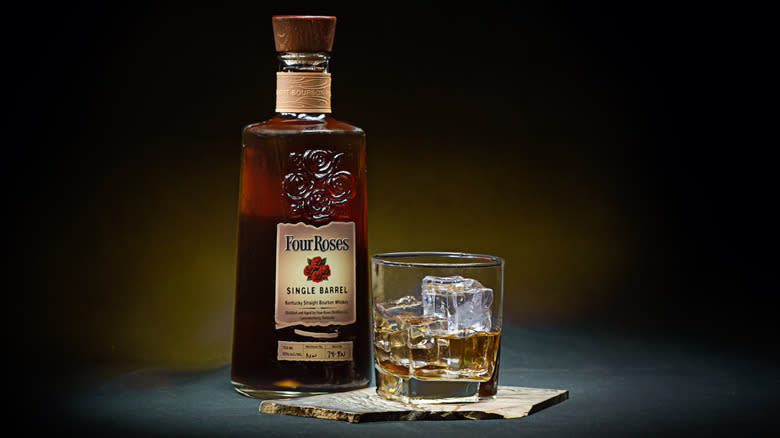 Four Roses Single Barrel bottle and glass