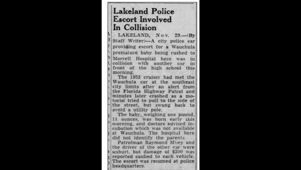 An article about the crash of the escort bringing ‘Penny’ to Lakeland.