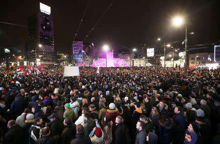 Demonstrators attend an anti-government protest in central Belgrade, Serbia, December 29, 2018. REUTERS/Marko Djurica