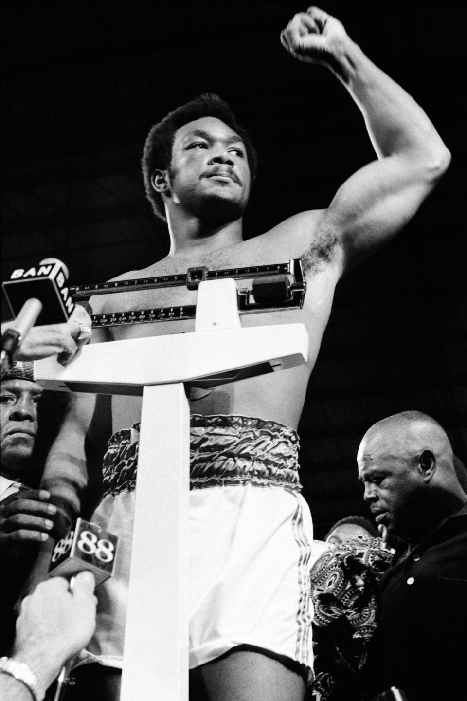 George Foreman in 1974, ahead of his bout with Muhammad Ali.