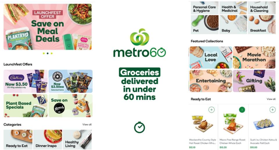 Woolworths Metro60 app screenshots