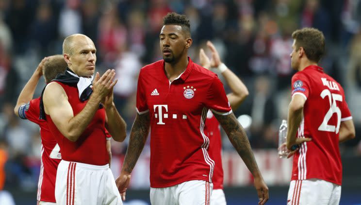 Bayern Munich’s Arjen Robben (left) and Jerome Boateng (middle) will miss the ICC in Singapore. (Photo: Reuters)