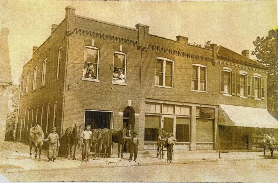 This undated photo of businesses in three storefront buildings at 122, 126 and 200 Mascoutah Avenue goes back to a time when people rode and posed with horses in the streets of Belleville.