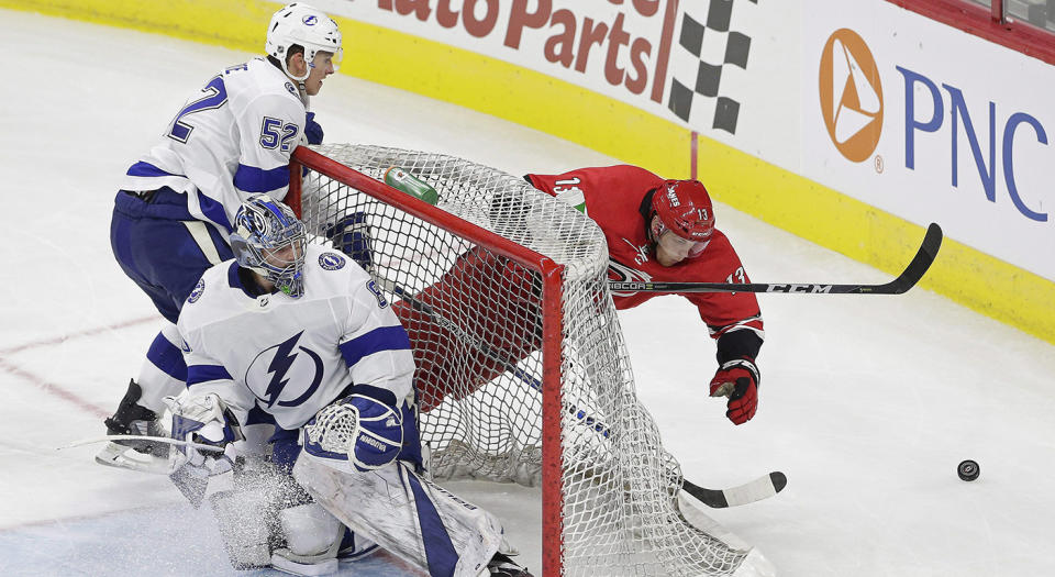 The Carolina Hurricanes will have their hands full with the Tampa Bay Lightning (Gerry Broome/AP)