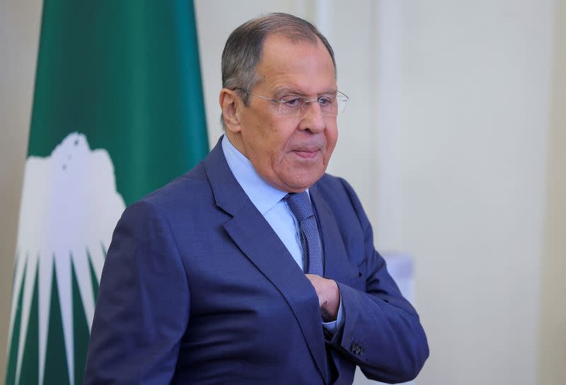Russia's Foreign Minister Lavrov attends a reception marking Africa Day in Moscow