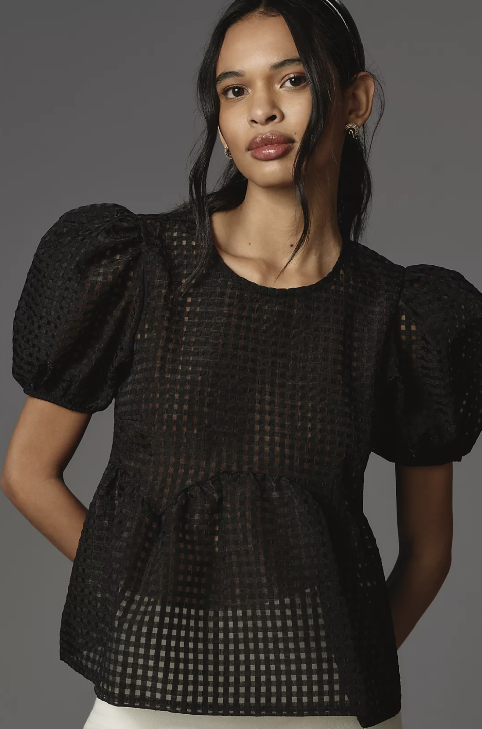 Maeve Short-Sleeve Babydoll Blouse (Photo via Anthropologie)