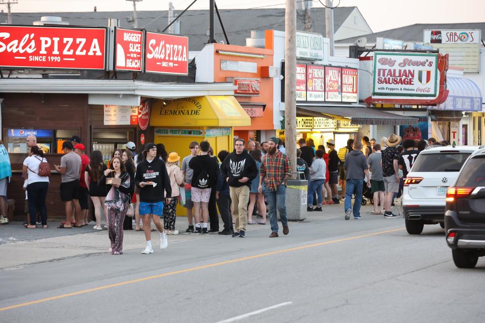 A good crowd of people were out looking for beach food on Ocean Boulevard on Friday, April 14, 2023.