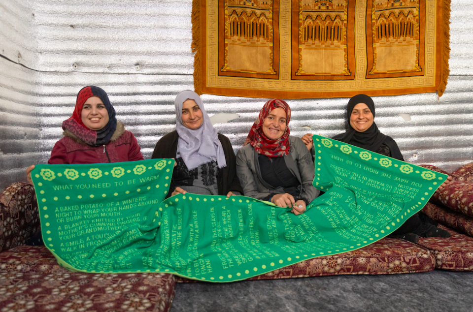 <p>Samira, Itidal, Kholoud and Samaher, Syrian refugees living in Azraq camp in Jordan</p> (UNHCR)