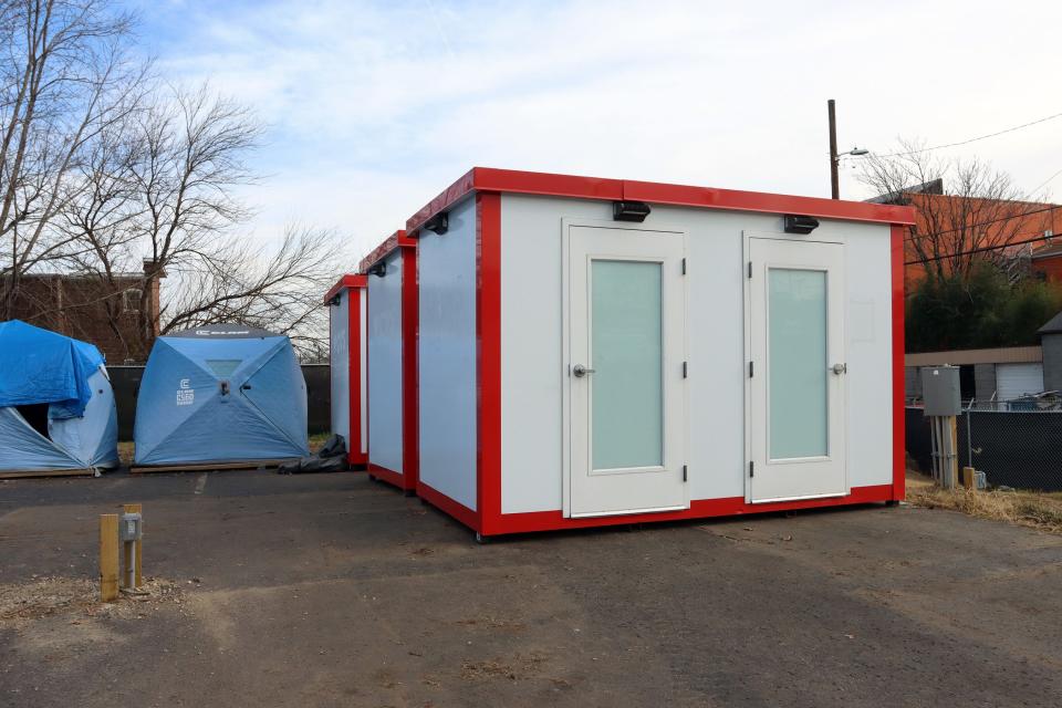 CVS donated former COVID testing kiosks to be used as housing at the Hope Village, a safe outdoor space for people without permanent homes.