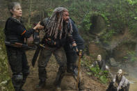 <p>Khary Payton as Ezekiel and Melissa McBride as Carol Peletier in AMC’s <i>The Walking Dead.><br> (Photo: Gene Page/AMC)</i> </p>