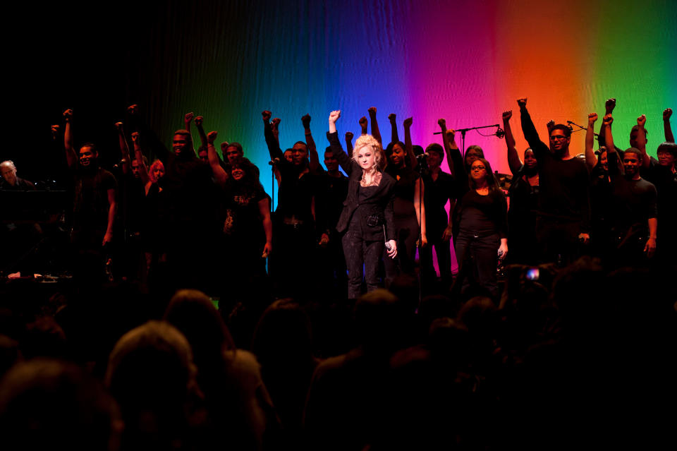 Cyndi Lauper performs during a fundraiser for her non-profit True Colors United. (True Colors United)