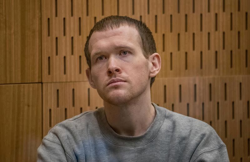 FILE PHOTO: FILE PHOTO: Brenton Tarrant, the gunman who shot and killed worshippers in the Christchurch mosque attacks, is seen during his sentencing at the High Court in Christchurch