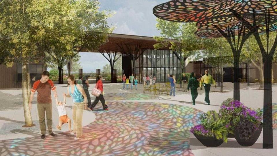One of several new renderings provided by Sacramento Zoo and city of Elk Grove officials show a recreation space at an expanded facility near Kammerer Road and Lotz Parkway. The Elk Grove City Council is expected to vote on final approval to begin construction during Wednesday’s meeting. Sacramento Zoological Society