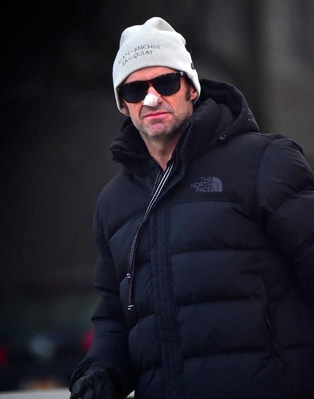 Hugh rugged up in the cooler New York conditions. Source: Getty