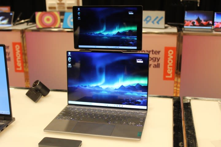 A second-screen Magic Bay accessory on a ThinkBook laptop.