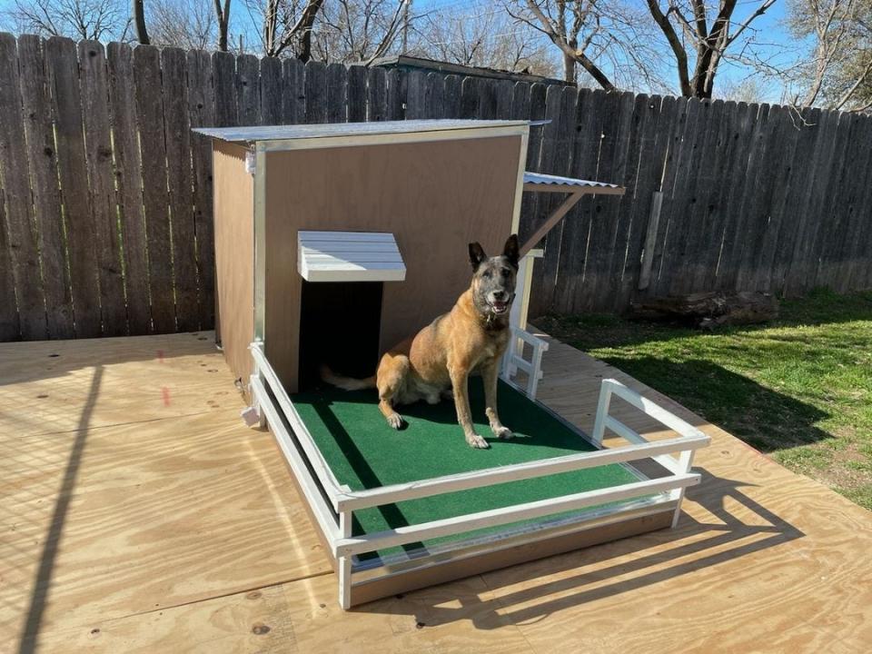 Spencer Teague donated this handmade doghouse to K-9 officer Duke of the San Angelo Police Department.