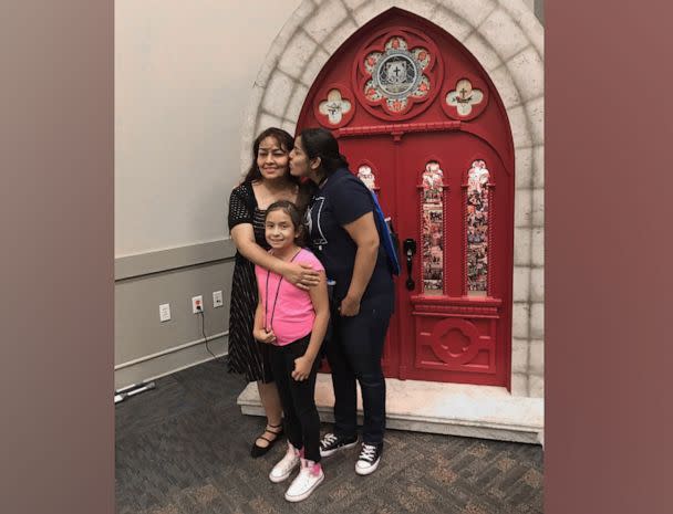 PHOTO: Perla Ortiz with her mom and sister on Ortiz's first day at St. Edward's University. (Perla Ortiz)