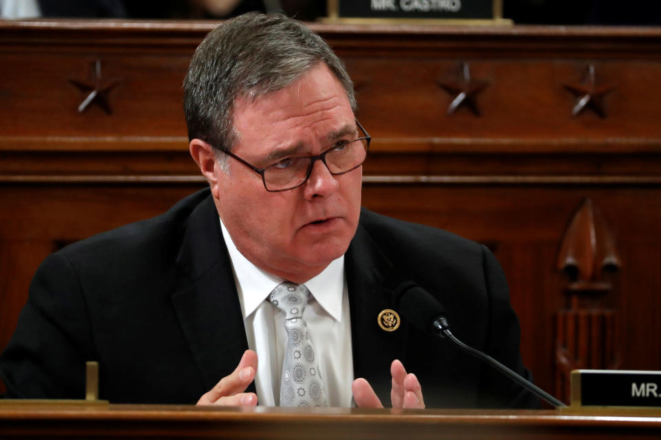 Rep. Denny Heck, D-Wash., questions Ambassador Kurt Volker, former special envoy to Ukraine, and Tim Morrison, a former official at the National Security Council, as they testify before the House Intelligence Committee on Capitol Hill in Washington, U.S., November 19, 2019, during a public impeachment hearing of President Donald Trump's efforts to tie U.S. aid for Ukraine to investigations of his political opponents.  (Photo: Jacquelyn Martin/Pool via Reuters)