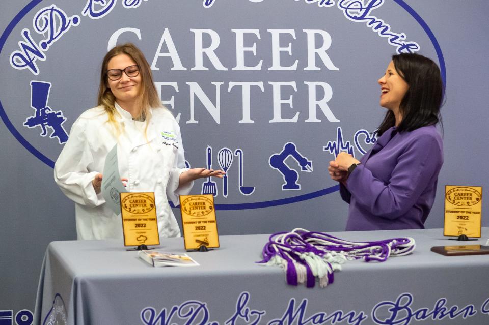 Adyson Fontenot recognized as Culinary Student of the Year during Signing ceremony where Career Center students' sign on with future employers going directly into the workforce after graduation. Wednesday, May 4, 2022.