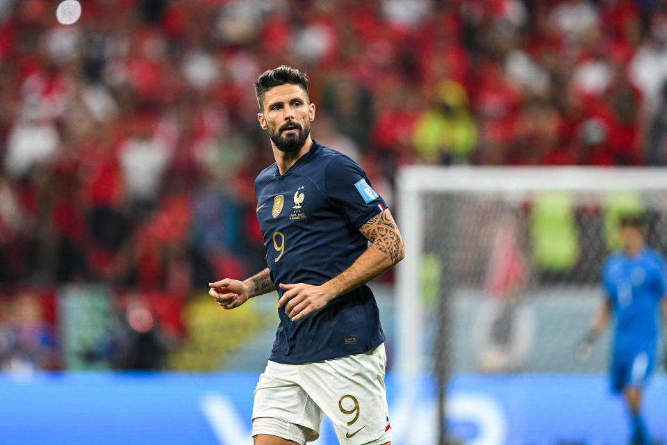 AL KHOR, QATAR - DECEMBER 14: Olivier Giroud of France Looks on during the FIFA World Cup Qatar 2022 semi final match between France and Morocco at Al Bayt Stadium on December 14, 2022 in Al Khor, Qatar. (Photo by Harry Langer/DeFodi Images via Getty Images)