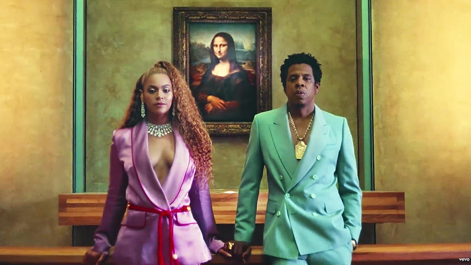 The Carters surprised fans with the release of their long-rumored joint album, Everything Is Love, in June 2018. The same day, they dropped a music video for the project's lead single, "Apes--t," which they filmed at the Louvre museum in Paris.