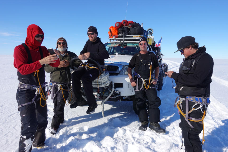 <p>No vehicles had traveled this route before. The main challenge was finding a new route across crevasses and the Jutulstraumen, an ice flow that moves up to 13 feet per day through otherwise slow moving ice shelf.</p>