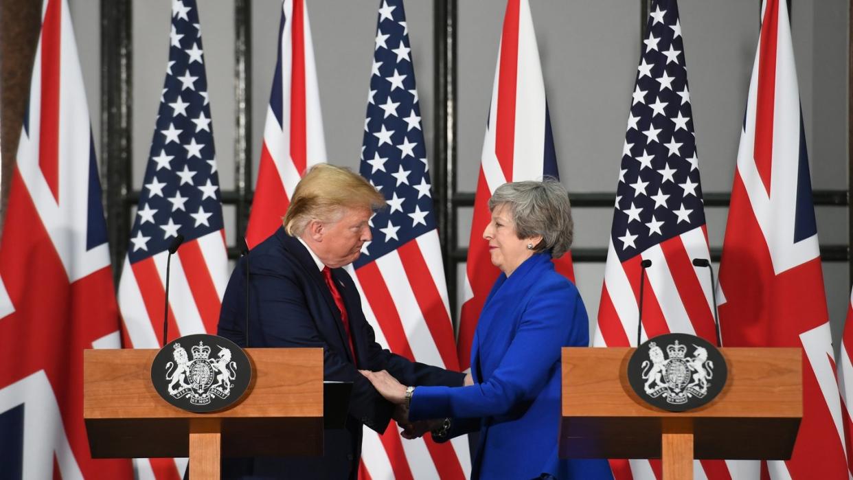 Theresa May und Donald Trump während ihrer gemeinsamen Pressekonferenz. Foto: Stefan Rousseau/PA