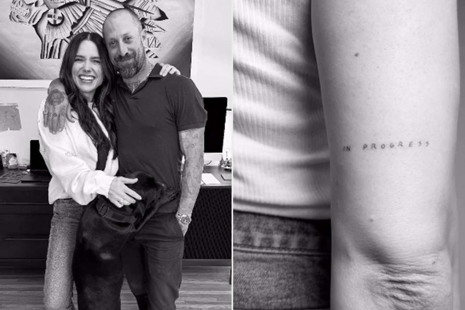 <p>winterstone/instagram</p> Sophia Bush and Daniel Winter (L) and elbow tattoo (R)