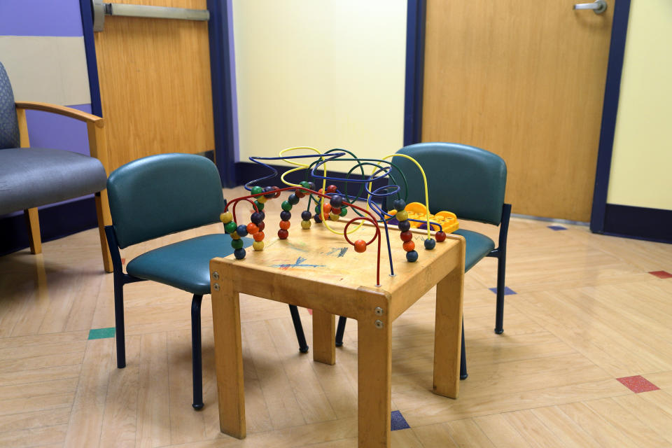 Children's toy table in a medical waiting room