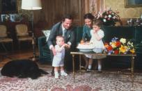 <p>The King and Queen were joined by Princess Victoria and Prince Carl Philip as they celebrated the King's birthday with a cake. The family dog didn't seem too excited.</p>