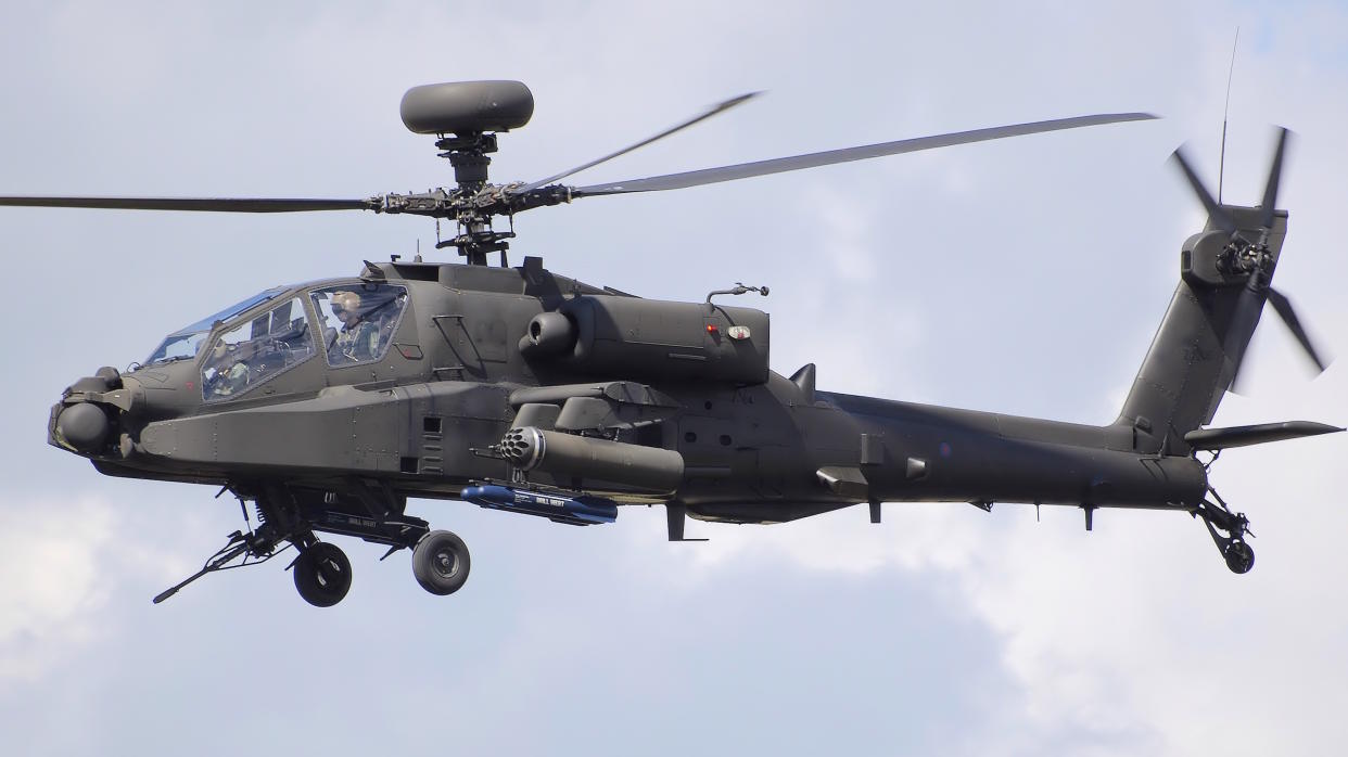   Westland Apache WAH-64D Longbow helicopter (UK Army registration ZJ206) displays at Kemble Air Day 2008, Kemble Airport, Gloucestershire, England. 