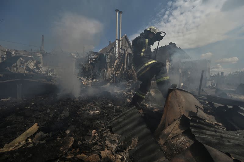 Aftermath of a Russian military strike in Zaporizhzhia region