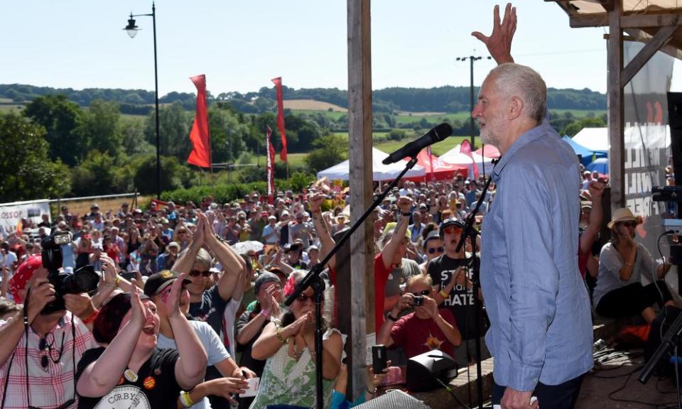 Jeremy Corbyn addresses the Tolpuddle Martyrs festival in Dorset.