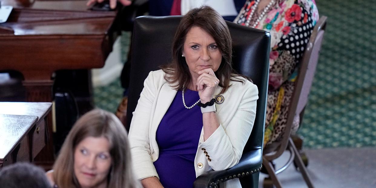 Texas state Sen. Angela Paxton sits in the Senate Chamber at the Texas Capitol in Austin, Texas, on May 29, 2023.