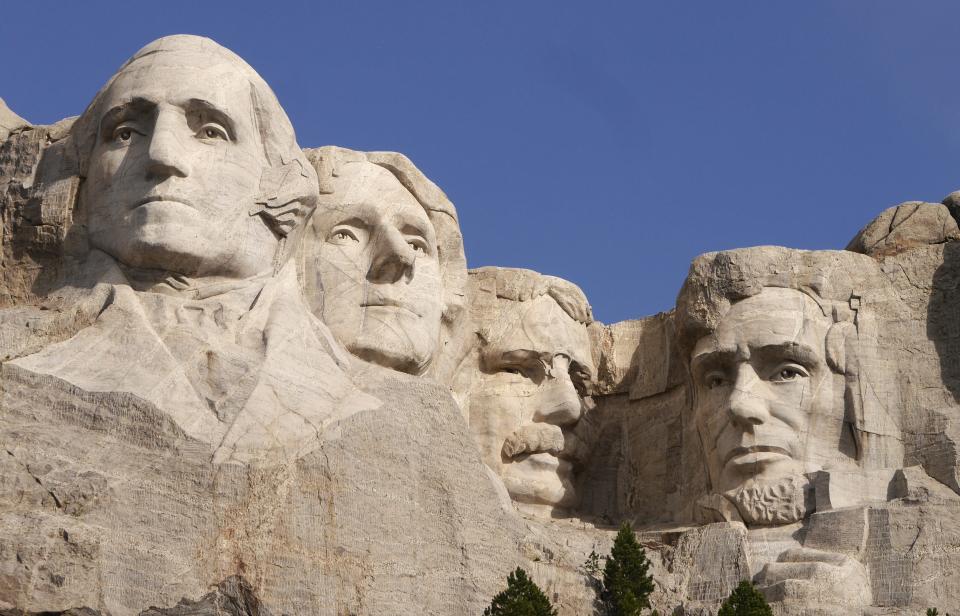 Stunning rock sculptures of four famous U.S. Presidents as seen on 6/26/21. A visual delight for any traveler visiting the Black Hills of South Dakota.