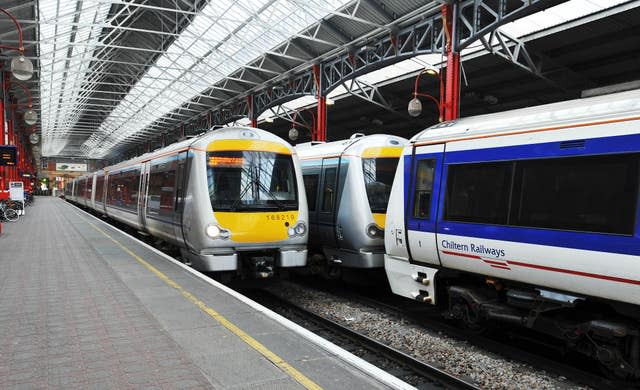 A general view of Chiltern Railways trains in the platforms at Marylebone Station, central London (Nick Ansell/PA)