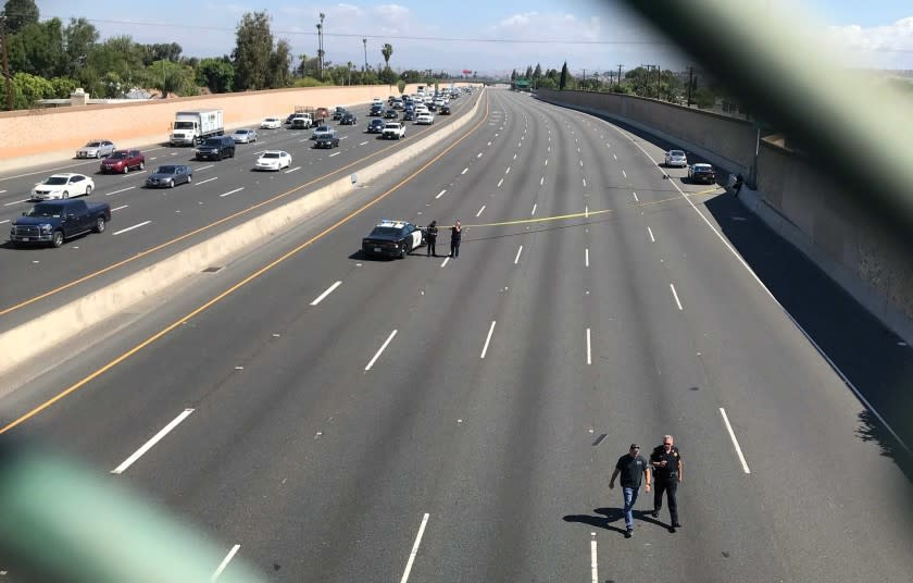 Investigation on the northbound 55 Freeway near Chapman