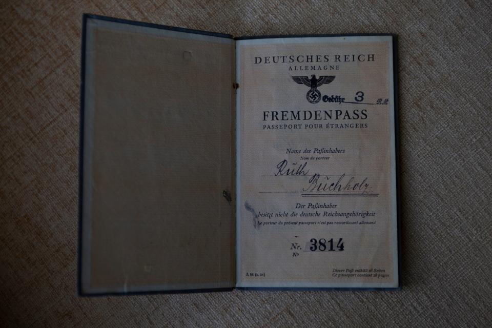 The front of Ruth Sands’ passport (Jillian Edelstein/ Imperial War Museum)