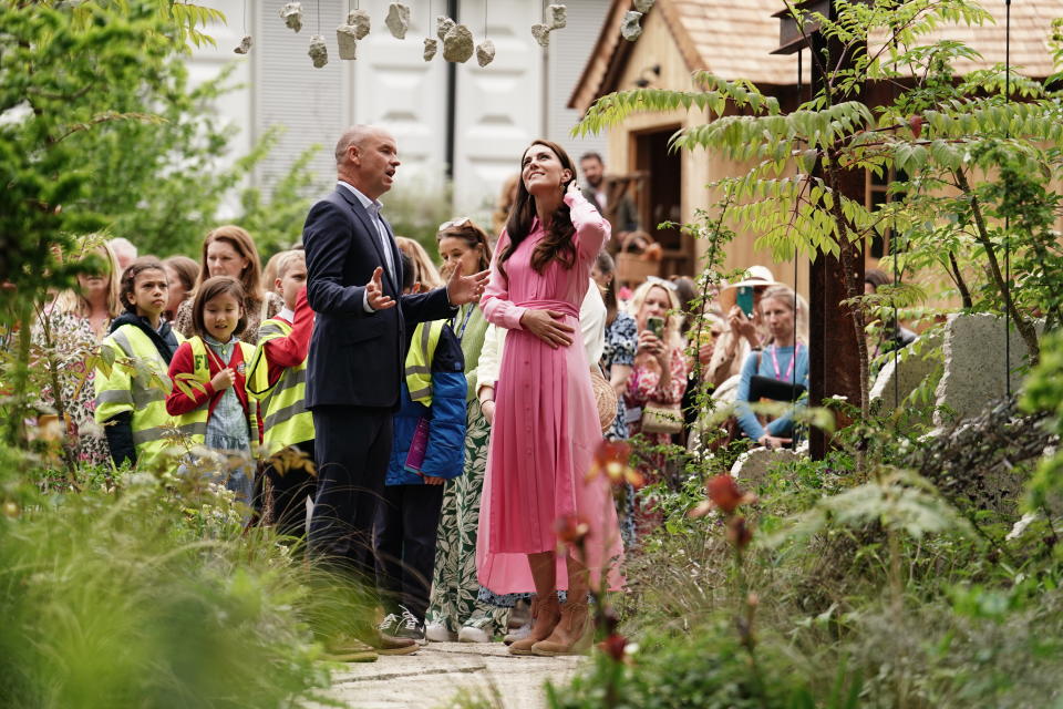 The Princess of Wales spoke to pupils after taking part in the first Children's Picnic at the RHS Chelsea Flower Show in 2023. (Getty Images)