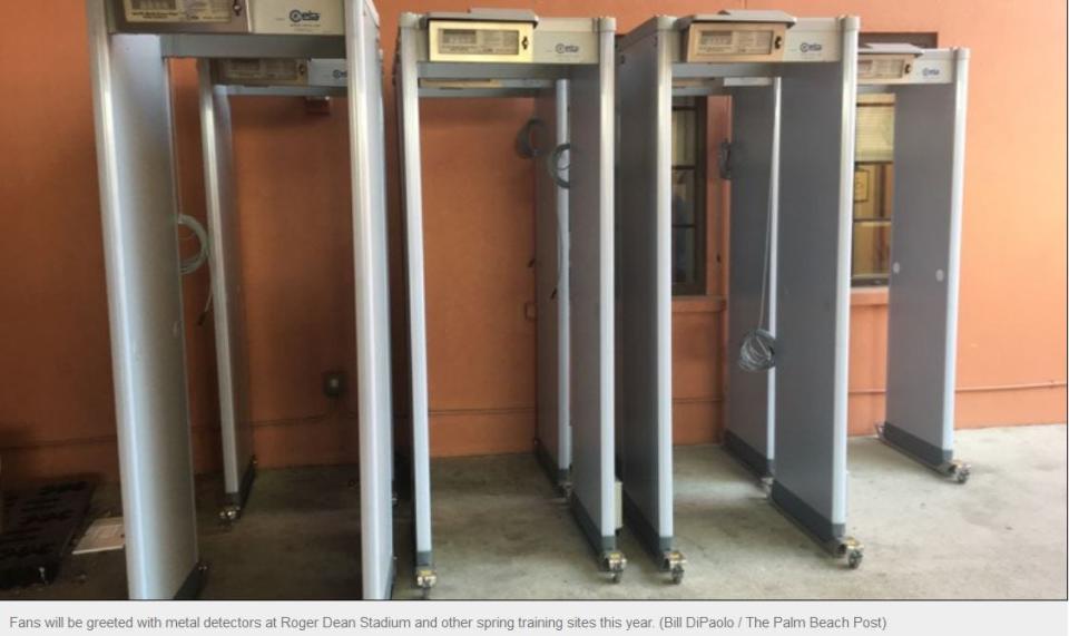 Metal detectors were added at Roger Dean Chevrolet Stadium in Jupiter during the 2020 season. School leaders are looking to secure buildings in the same way as government facilities and sports stadiums.