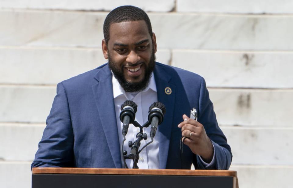 <div class="inline-image__title">1228245081</div> <div class="inline-image__caption"><p>Charles Booker speaks at the March on Washington at the Lincoln Memorial on August 28, 2020 in Washington.</p></div> <div class="inline-image__credit">Jacquelyn Martin</div>