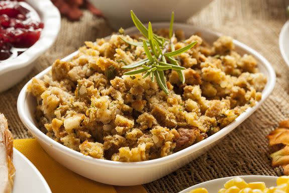 Homemade Thanksgiving Stuffing Made with Bread and Herbs; Shutterstock ID 157931915; Project Name: ; Requested By: ; Client/Licensee: