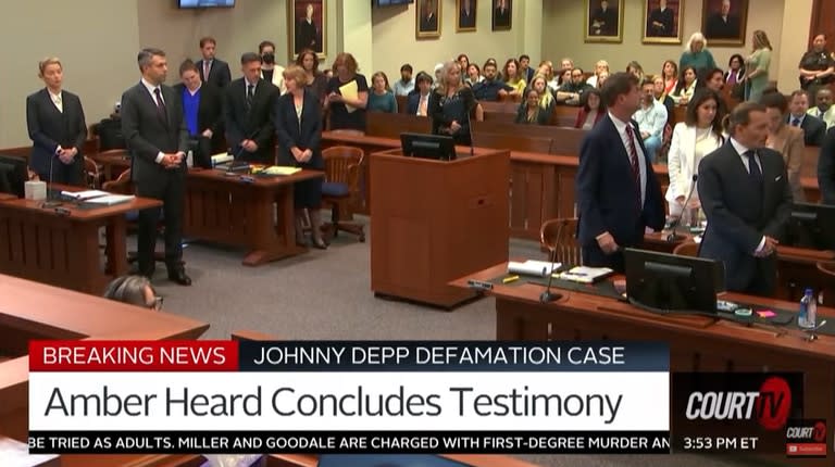 Terminó el testimonio de Amber Heard en un tribunal de Fairfax, Virginia, este martes 17 de mayo de 2022 (Crédito: Captura de video/CourtTV)