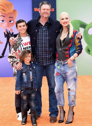 <p>Axelle/Bauer-Griffin/FilmMagic</p> Kingston Rossdale, Apollo Bowie Flynn Rossdale, Blake Shelton, and Gwen Stefani attend STX Films World Premiere of "UglyDolls" in 2019