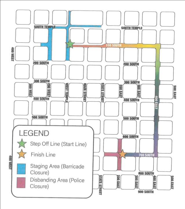 Utah Pride Parade route for 2024.